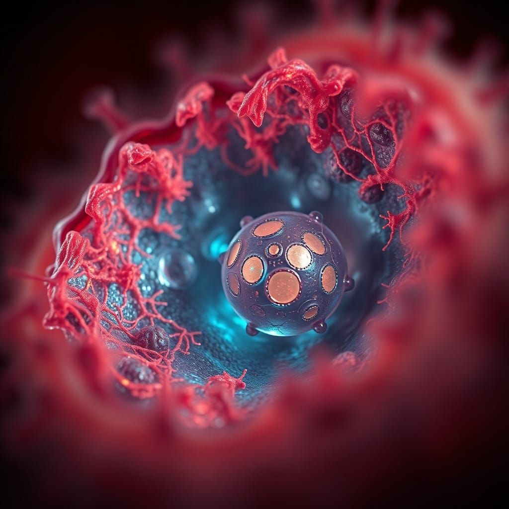 Alien Cell Mitochondrion: Microscopic Ultra-Realistic View