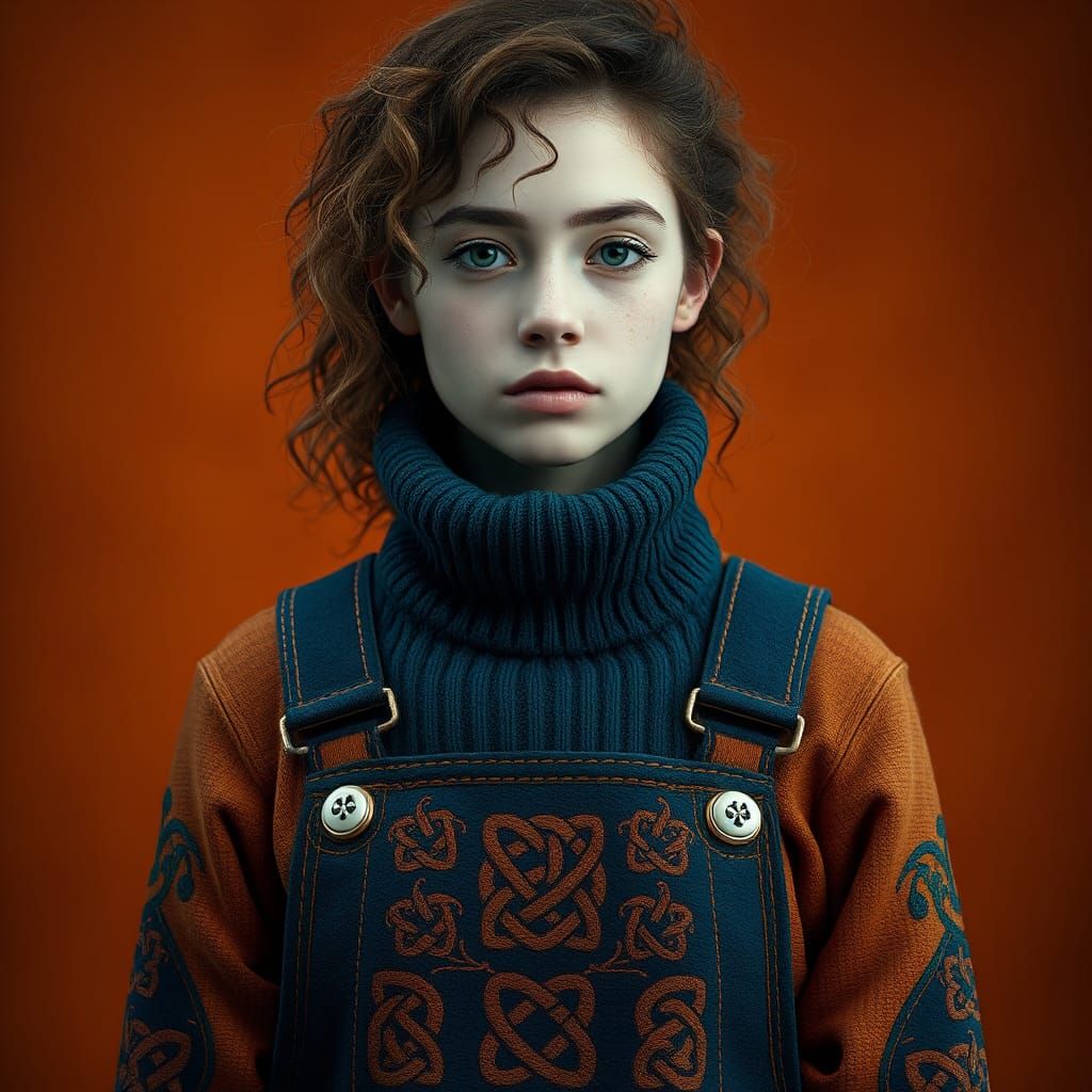 Woman in Celtic Overalls, Digital Art