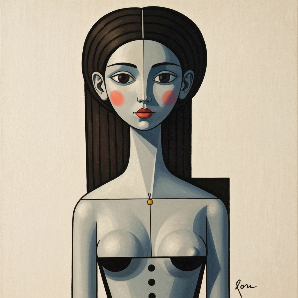 Cubist Girl Portrait in Geometric Style