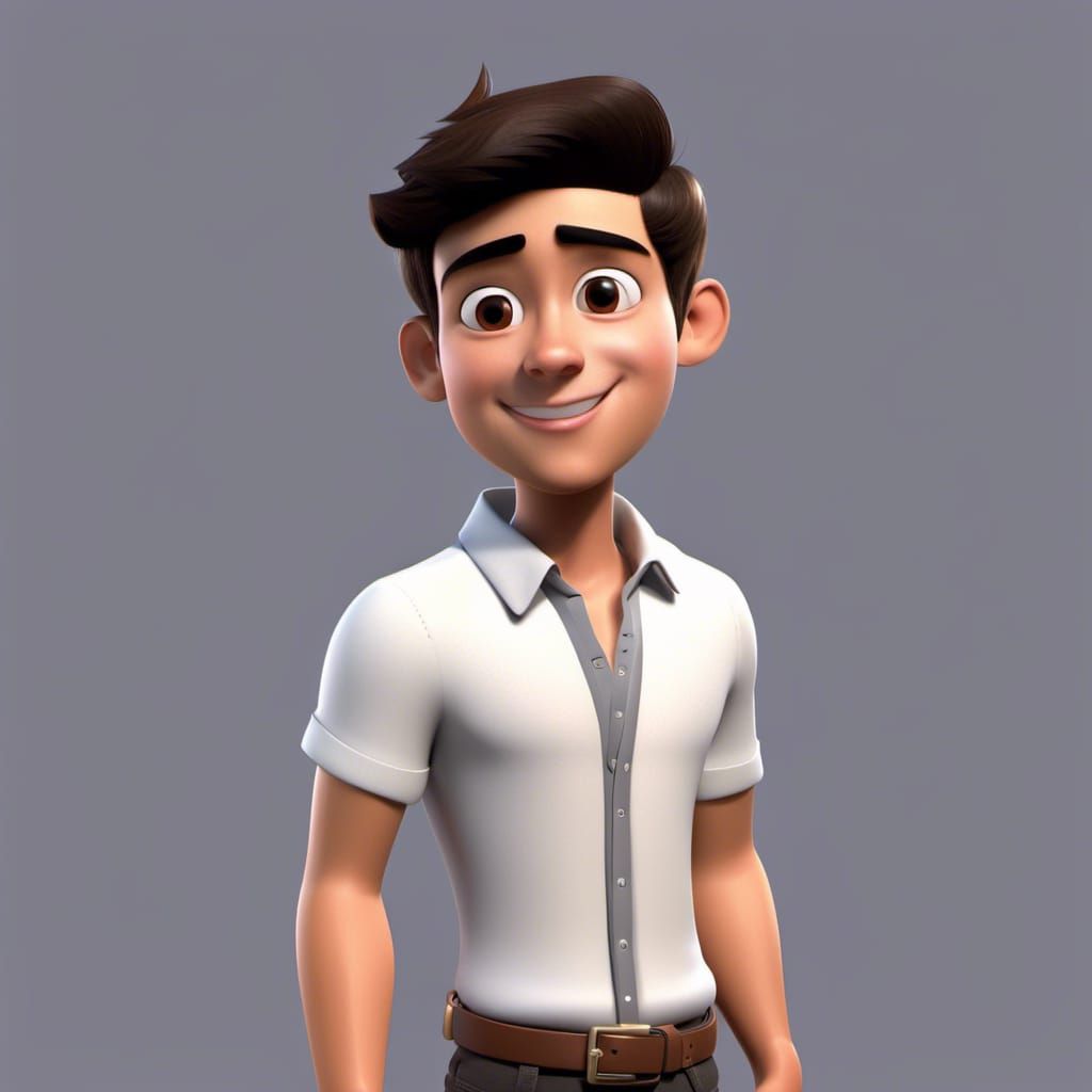 Happy Young Man in 3D Pixar Animation Style