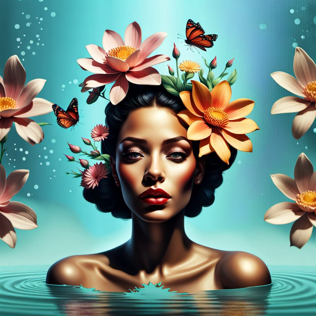 Surreal Woman's Head Transforms Into Carnivorous Flower