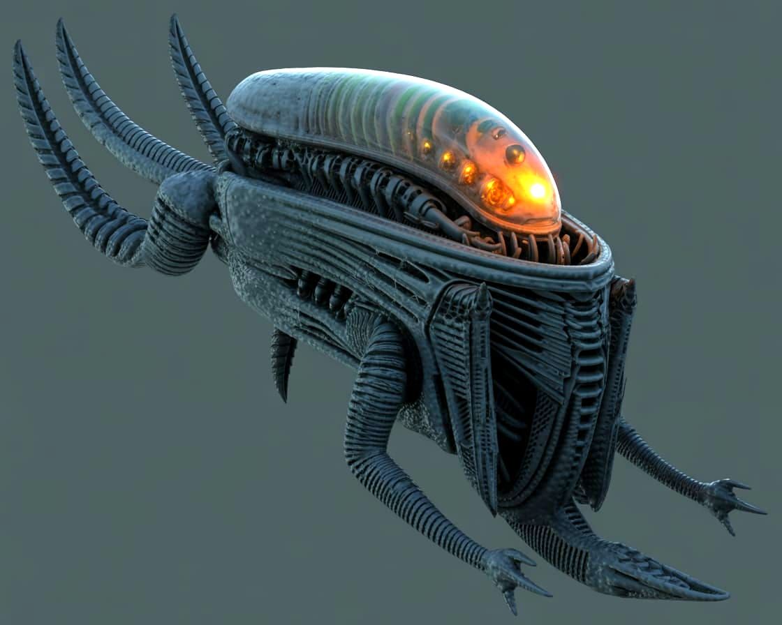 Surreal Alien Figure in Giger Style