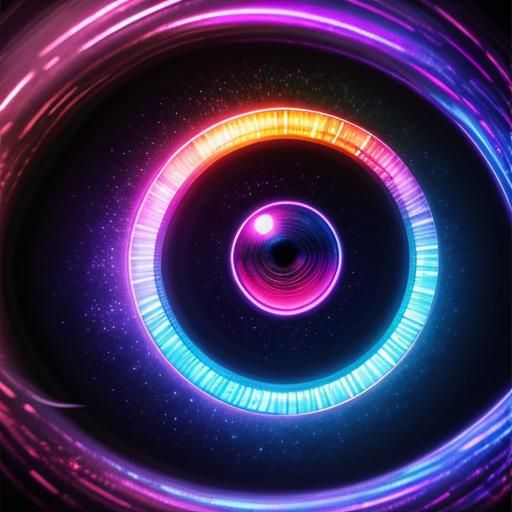 Surreal Neon Synthwave Eye Creation in Chrome Aesthetic