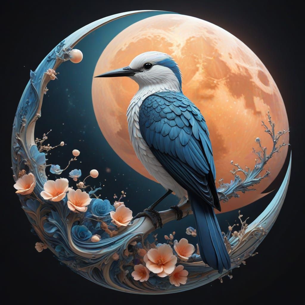 Surreal Cosmic Bird in Fractal Opal Hues