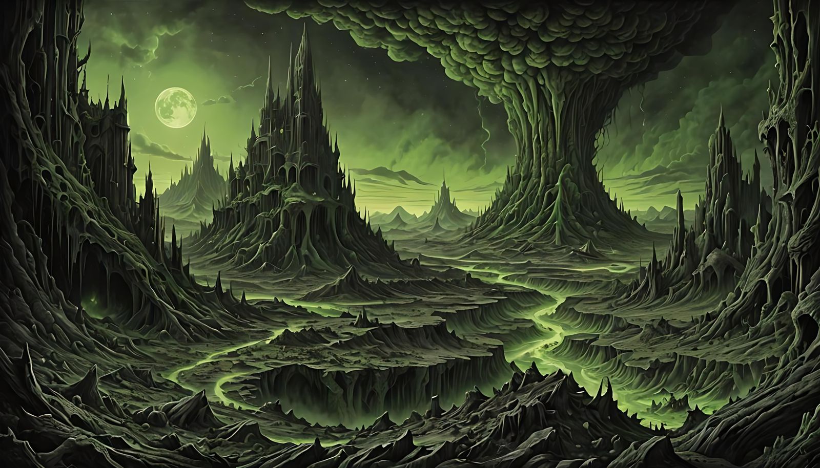 Terraforming Barren World: Detailed Charcoal Drawing