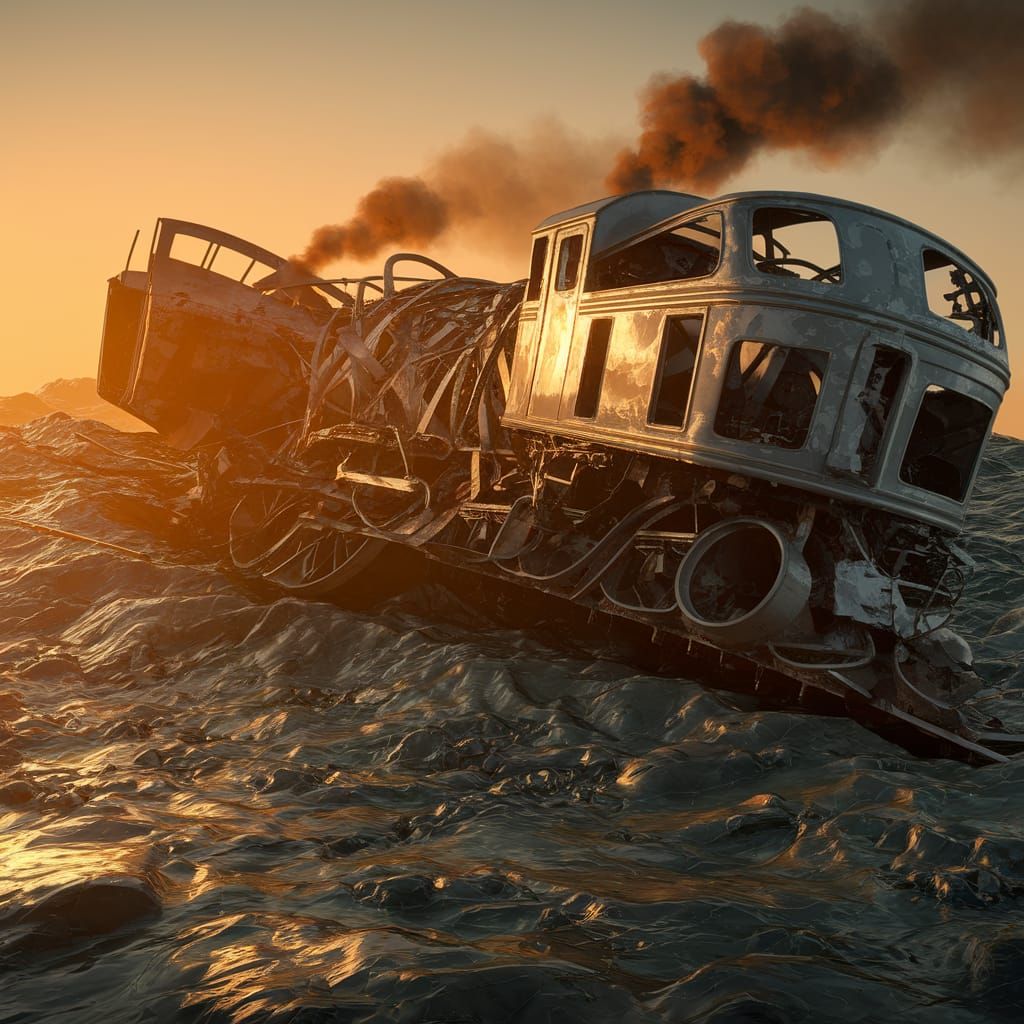 Twisted Train Wreck in Golden Sunset