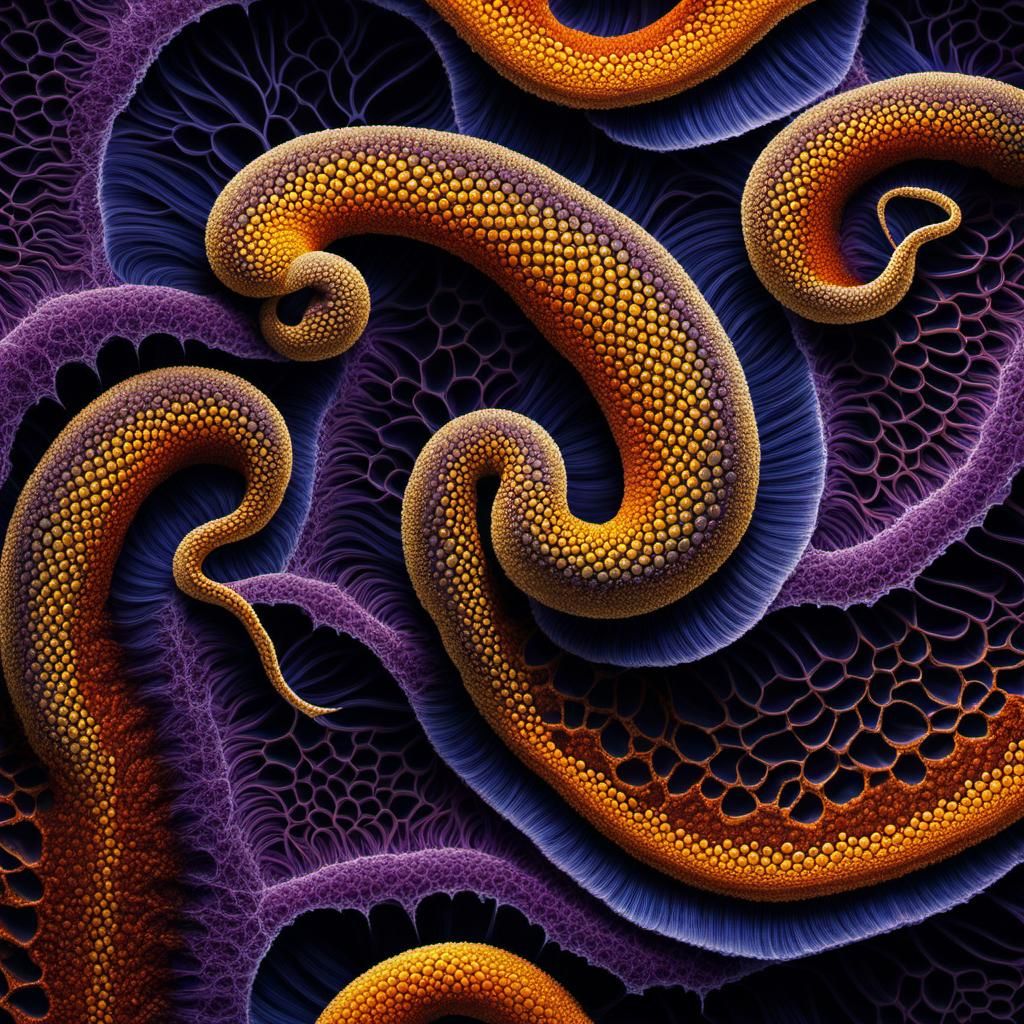 Microscopic Cell Structure with Electric Color and Detail