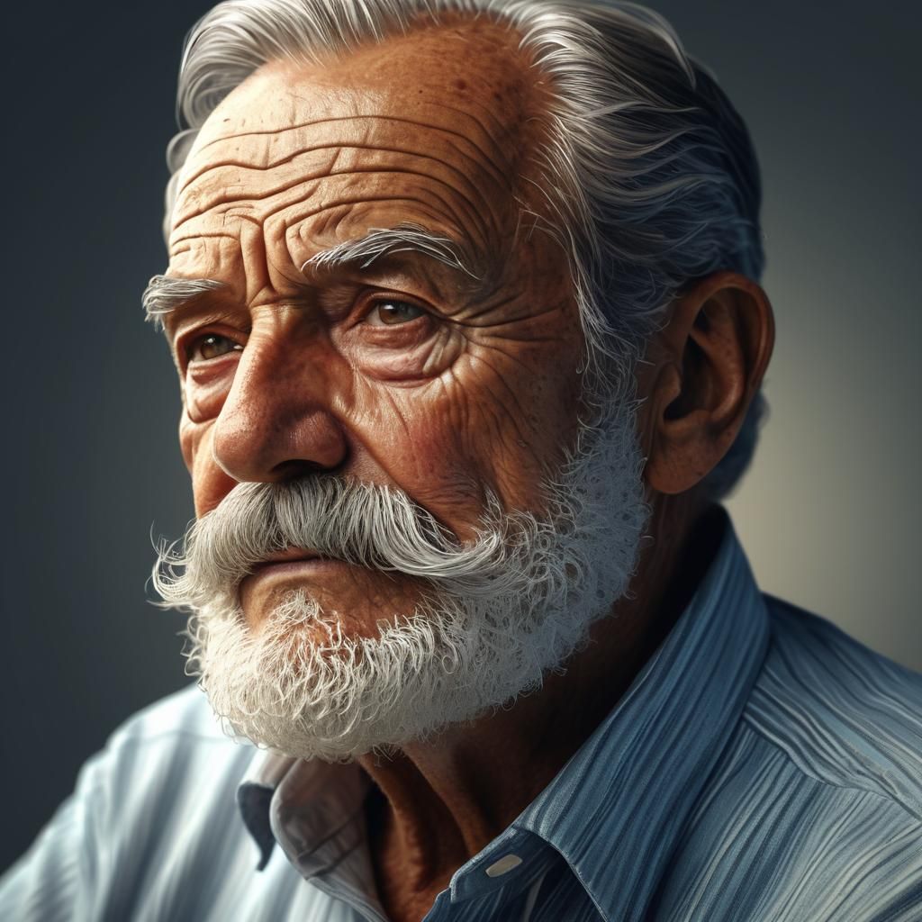 Photorealistic Portrait of an Elderly Man with Beard