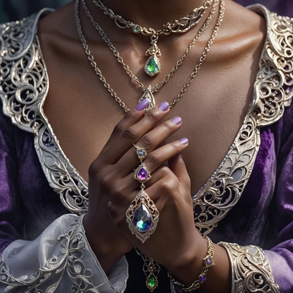 High-Fantasy Diamond Necklace Concept Art