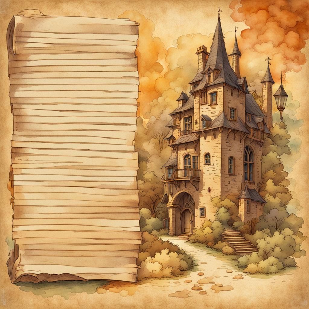 Vintage Parchment with Wizard in Watercolor Filter