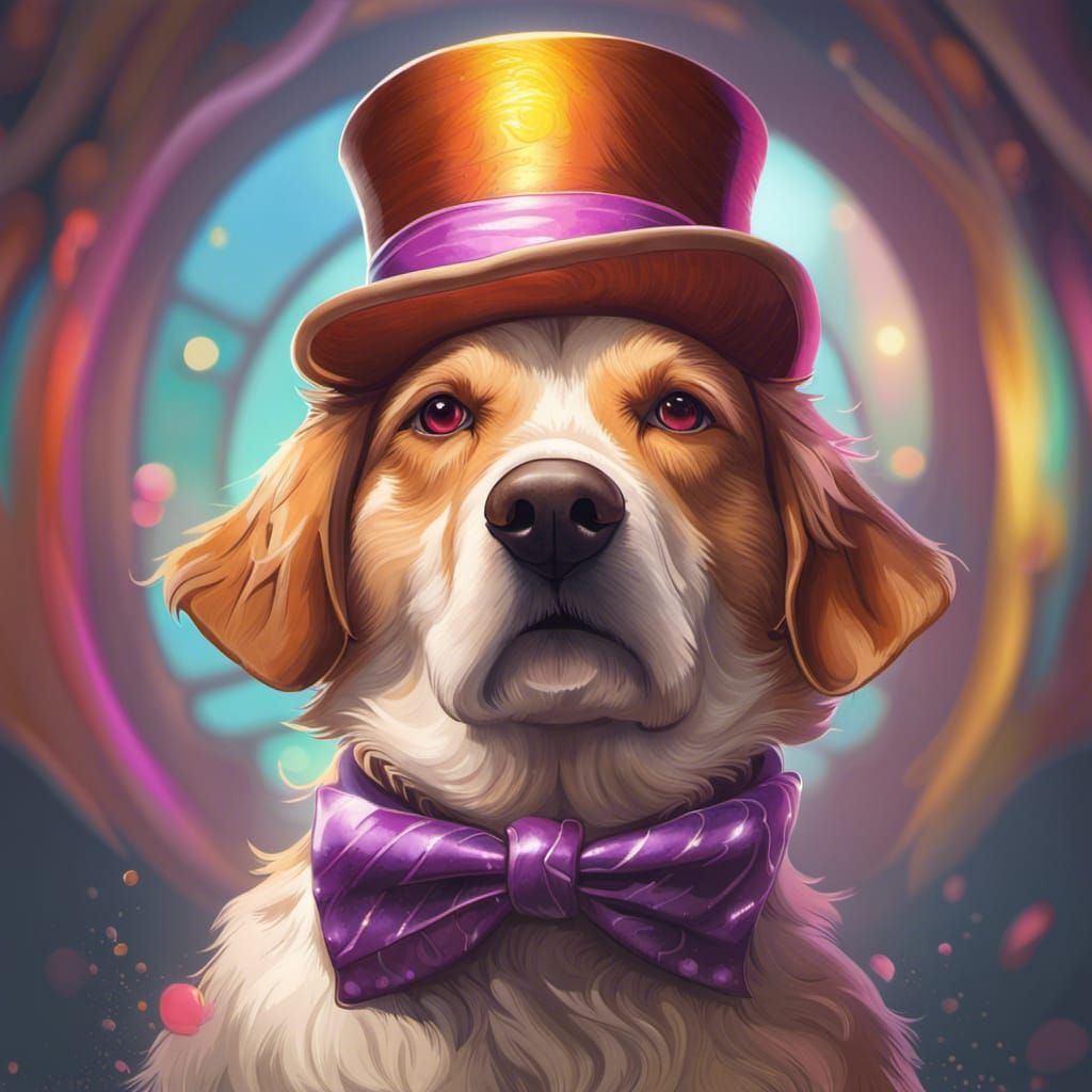 Dog as Willy Wonka: Hyperdetailed Art Portrait