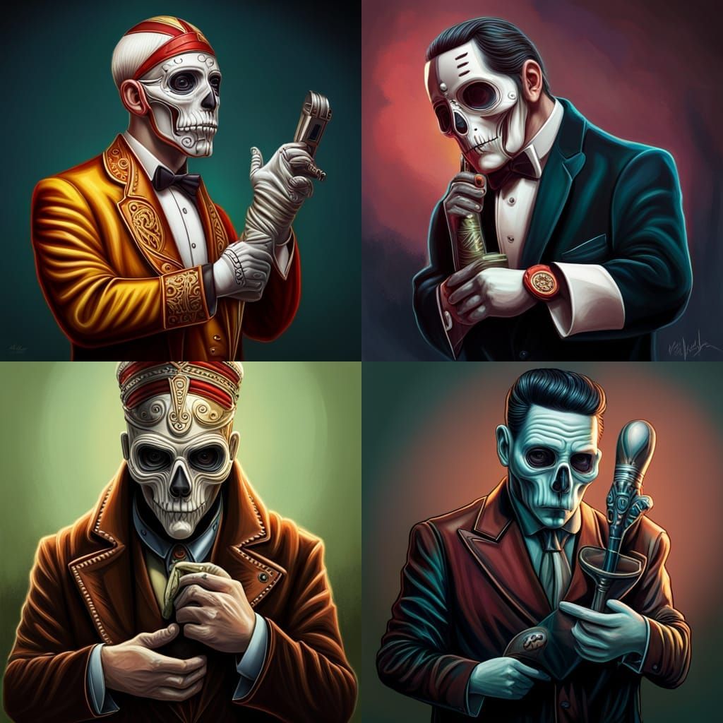 Papa Emeritus IV Holding Platypus: Oil Painting