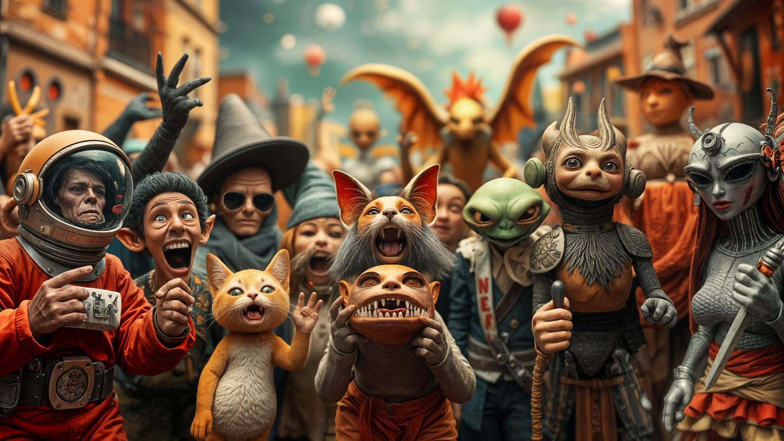 Ethereal Gathering of Cosmic Beings in Vibrant Art Nouveau S...