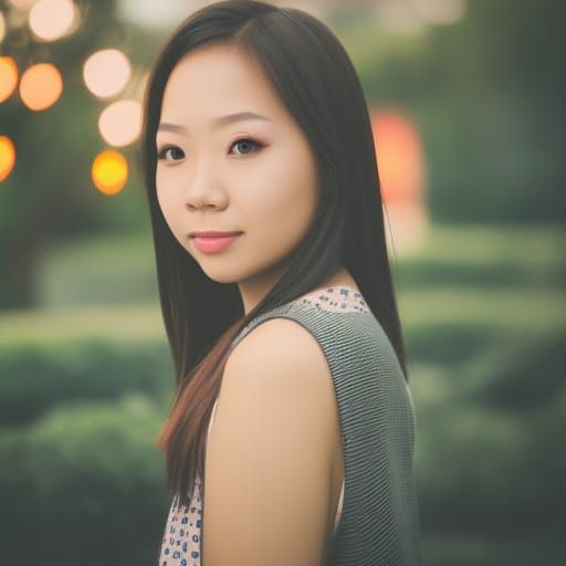 Singaporean Girl Portrait with Bokeh and Natural Light