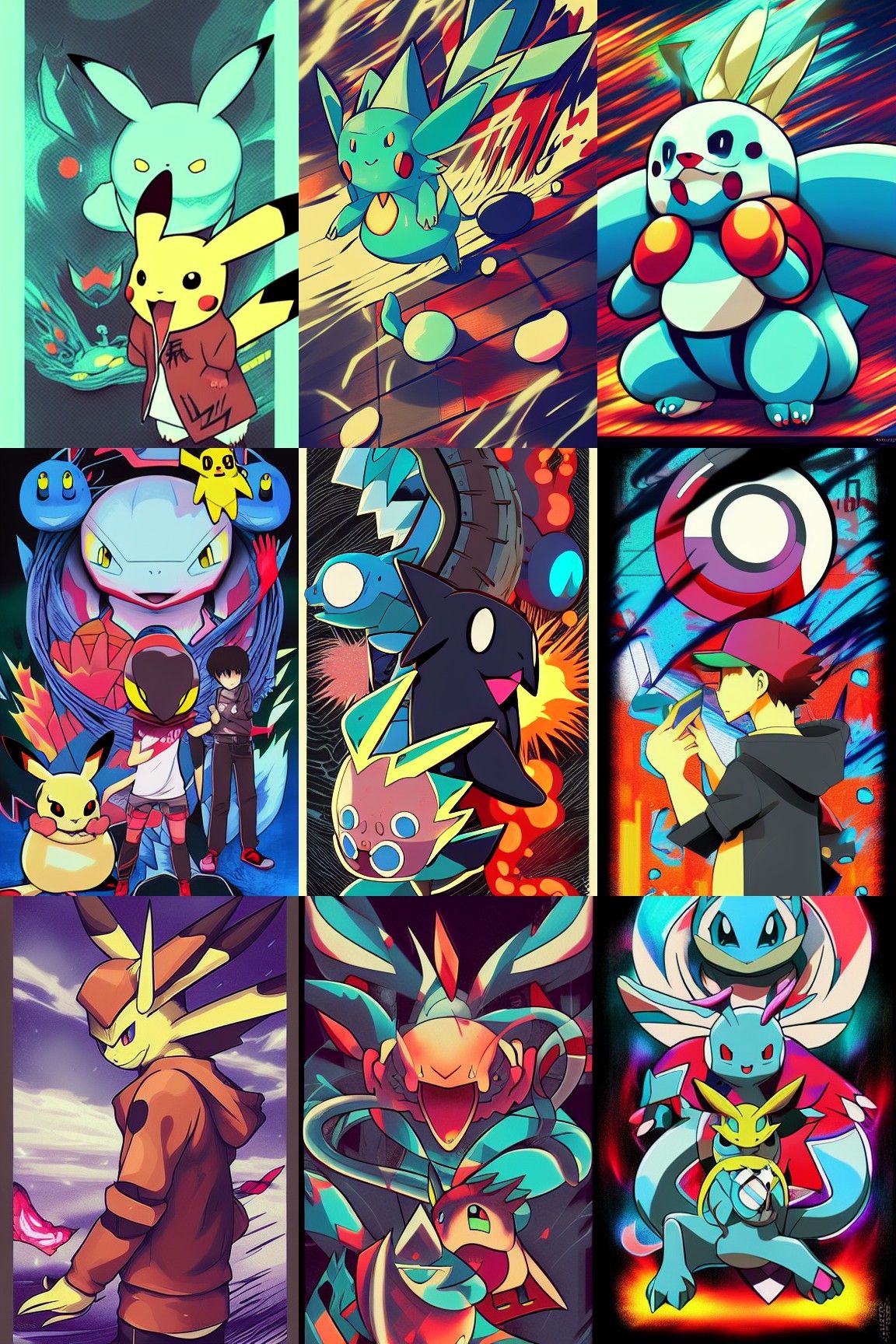 Pokemon Graffiti Art with Japanese Elements