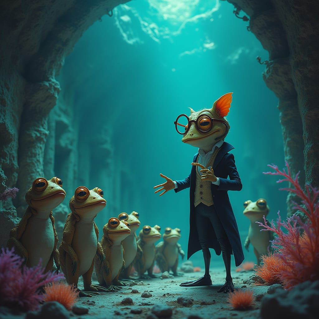 Gremlin Conductor Leads Robotic Frog Choir