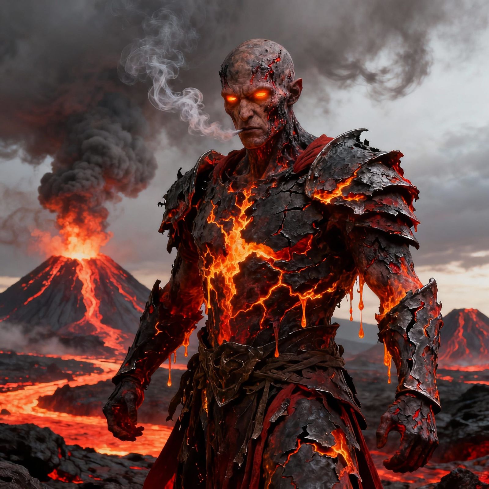 Corrupted Fire Mage Bleeding Lava, Digital Artwork