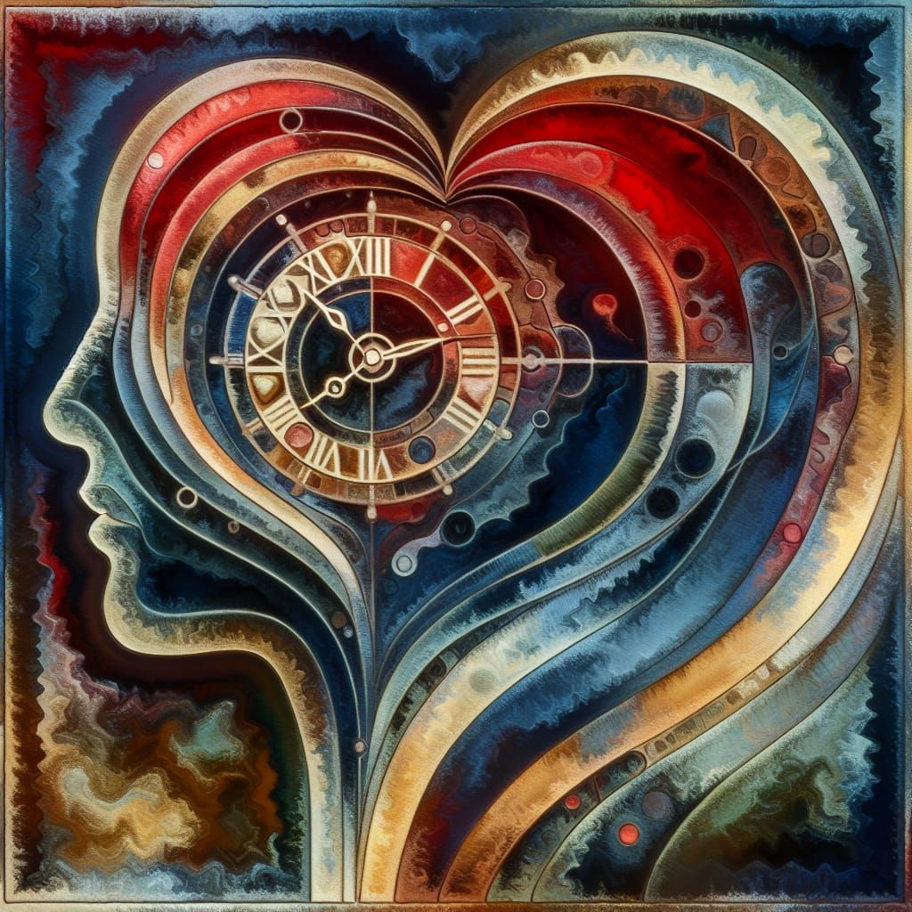 Abstract Velvet Painting: Heartbreak in Time