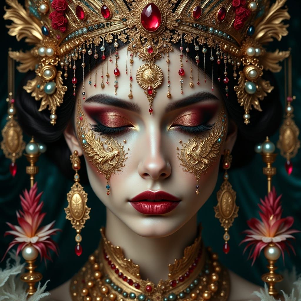 Ophelia, Empress of the Dead: Ornate Digital Portrait
