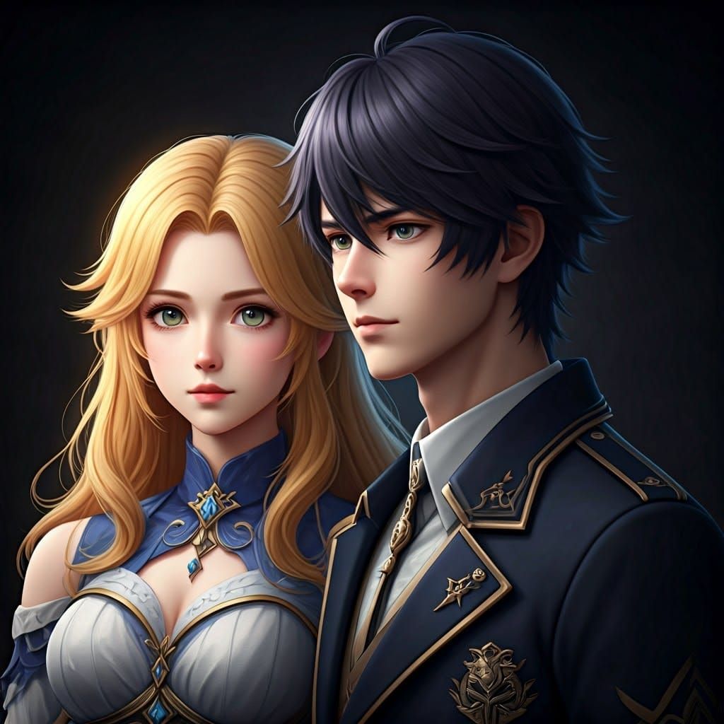 Couple in Vibrant 3D Anime Style