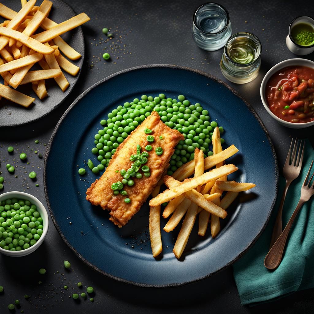 Battered Fish and Chips Digital Painting