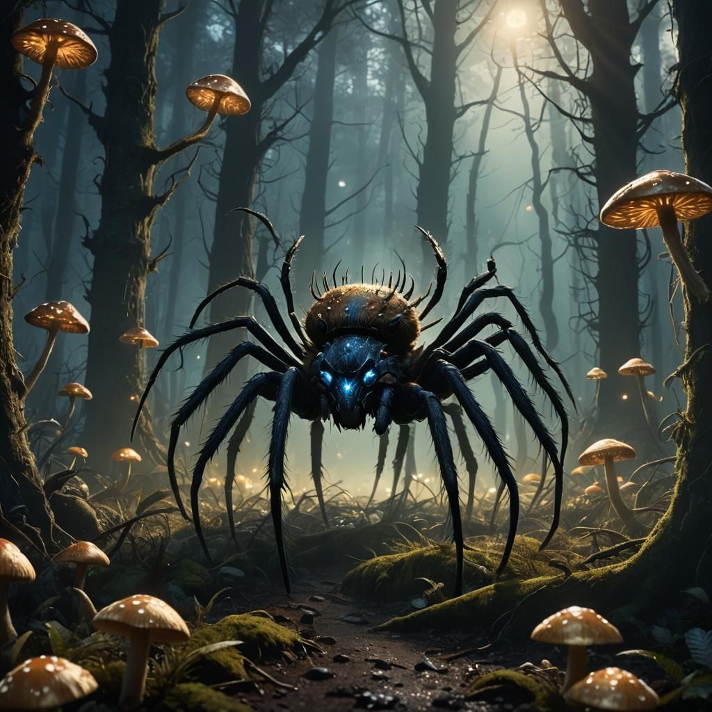 Boar Spider Hybrid in Burton-esque Fantasy Forest