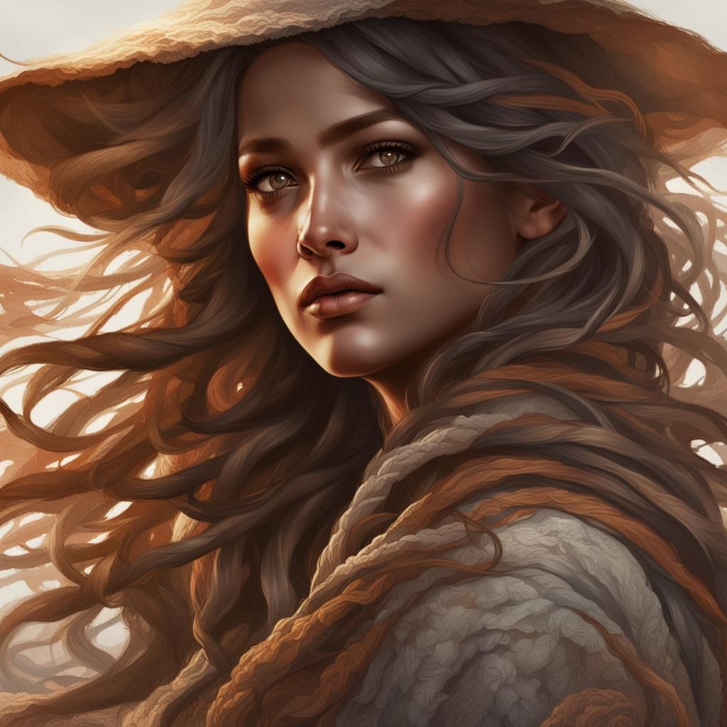 Knitted Hair Portrait with Dynamic Lighting