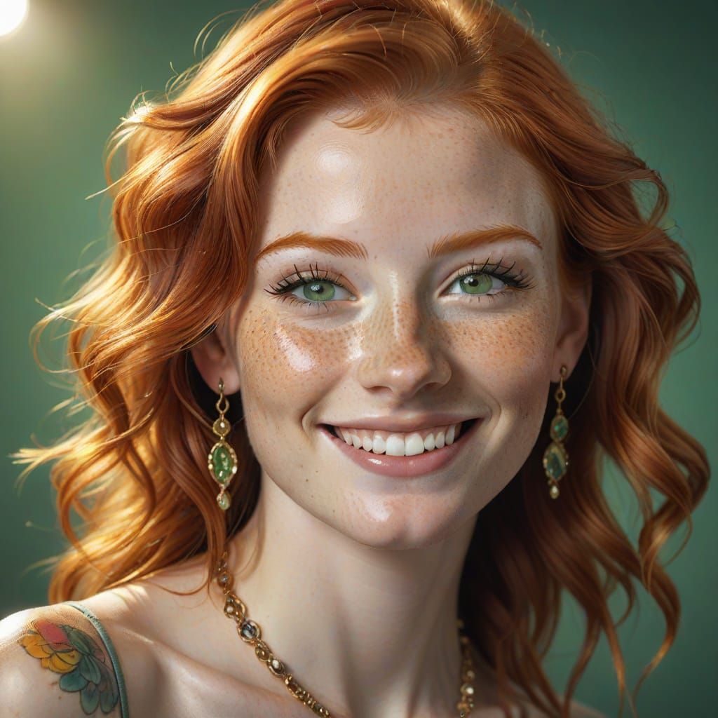 Hyperrealistic Redhead Portrait with Pastel Colors