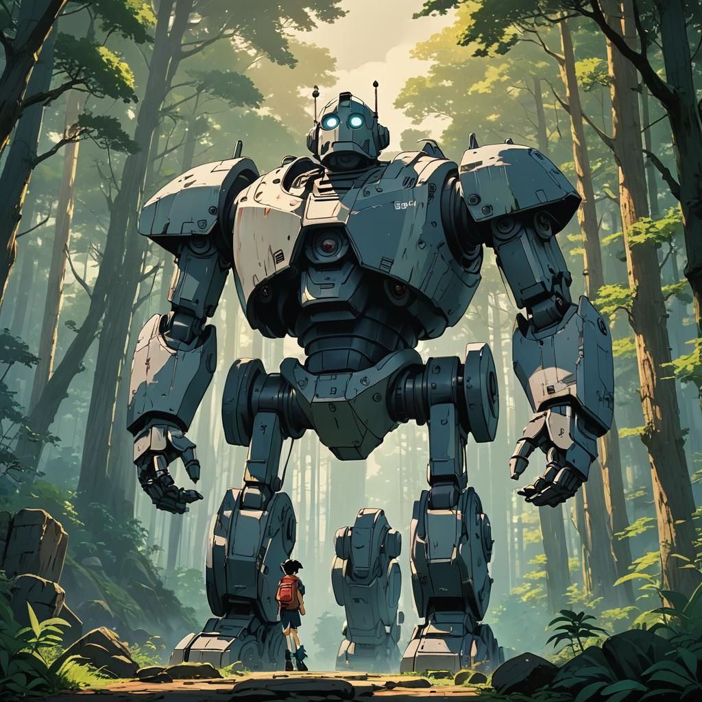 Iron Giant in Studio Ghibli Anime Style