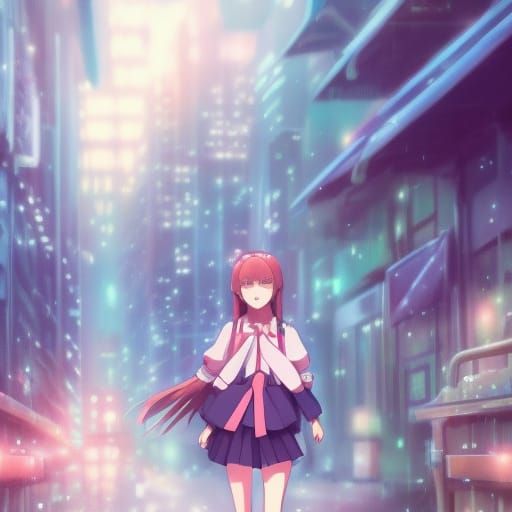 Anime Girl in Chicago: Studio Ghibli Style