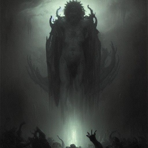 Terrifying God of the Underworld in Engraving Style