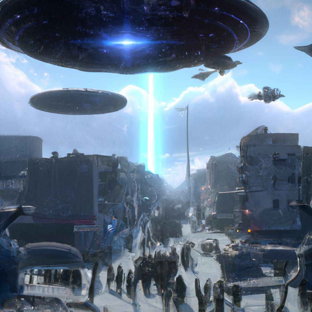 Futuristic Cityscape with UFO in Unreal Engine