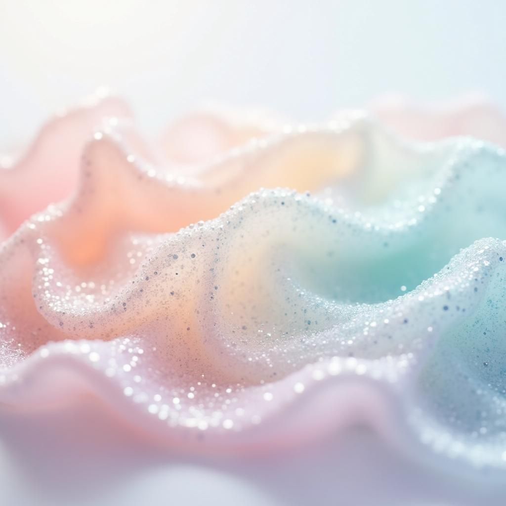 Gelatinous Substance with Geometric Shapes in Pastel Hues