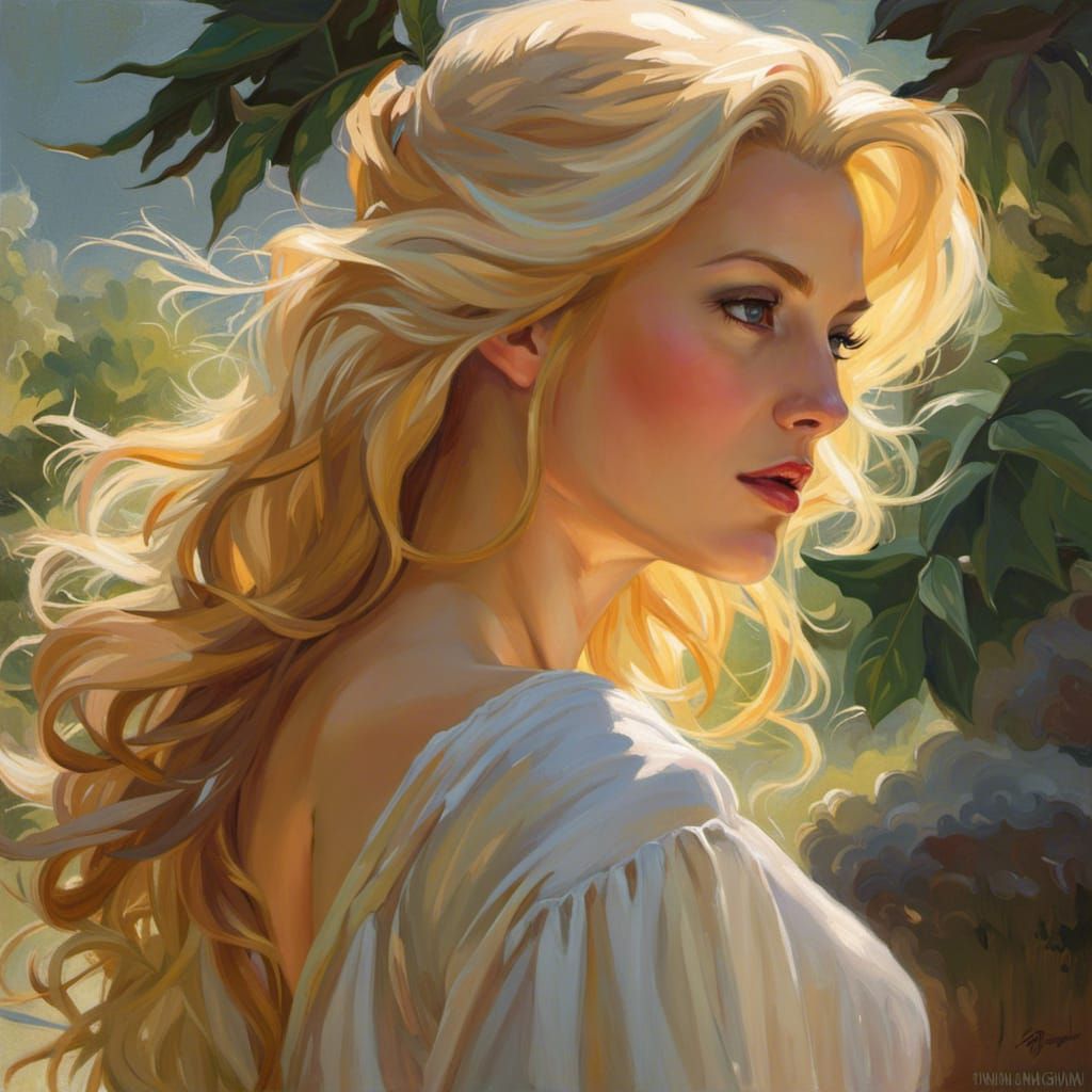 Gorgeous Blonde Woman Portrait in Fantasy Style