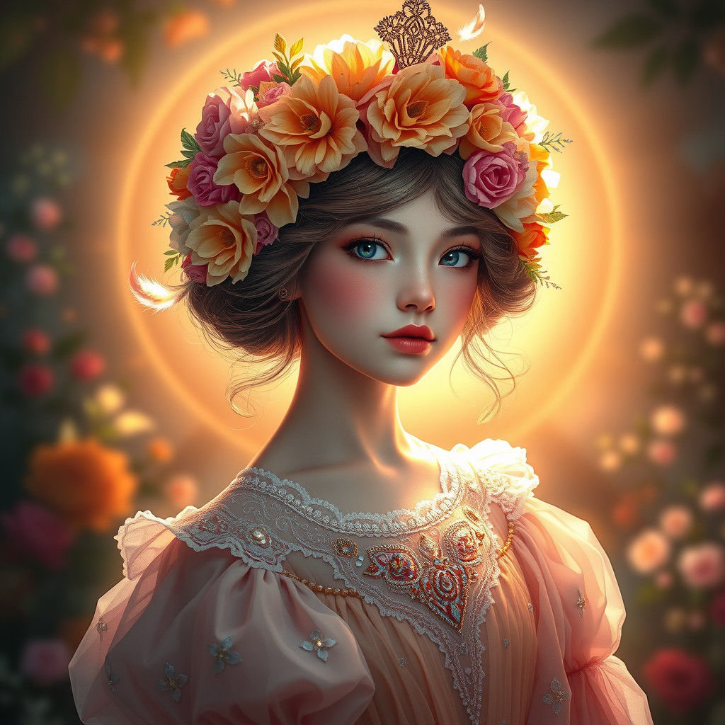 Ethereal Flower Girl Portrait in Sunlight