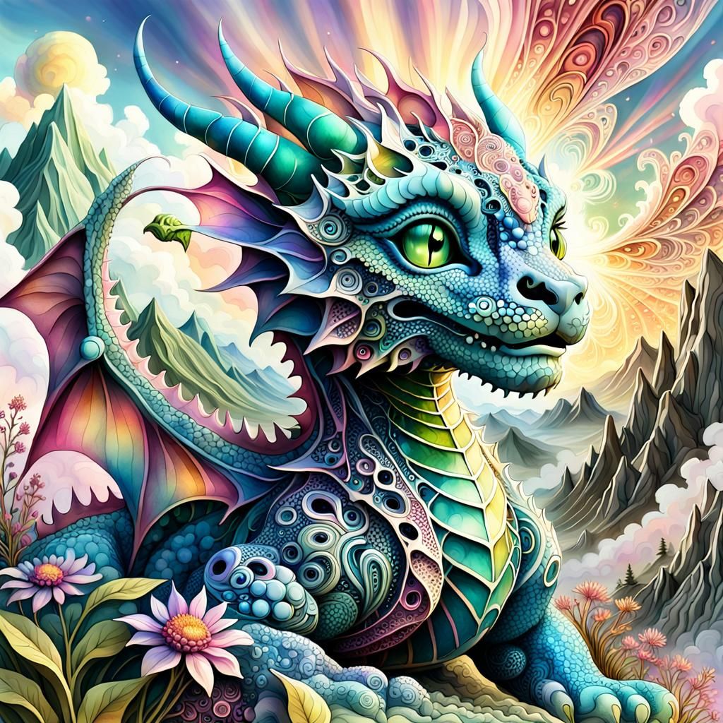 Vivid Baby Dragon in Mountain Wonderland