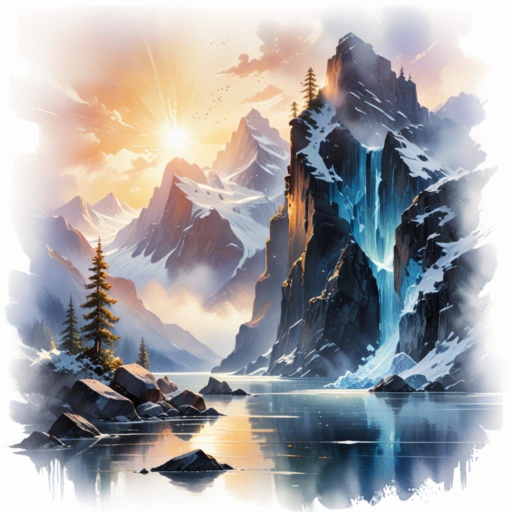 Obsidian Fjord Cathedral of Ice and Sapphire Water