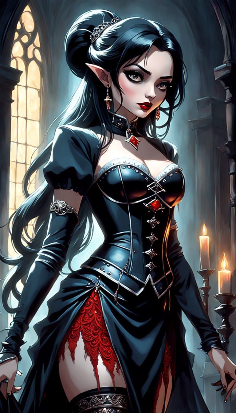 Vampire Princess Jasmine in Dark, Gothic Elegance