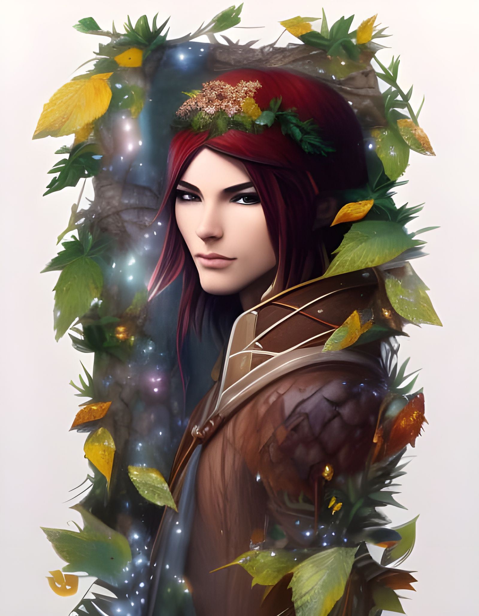Autumn Elf Man in Whimsical Fairycore Forest