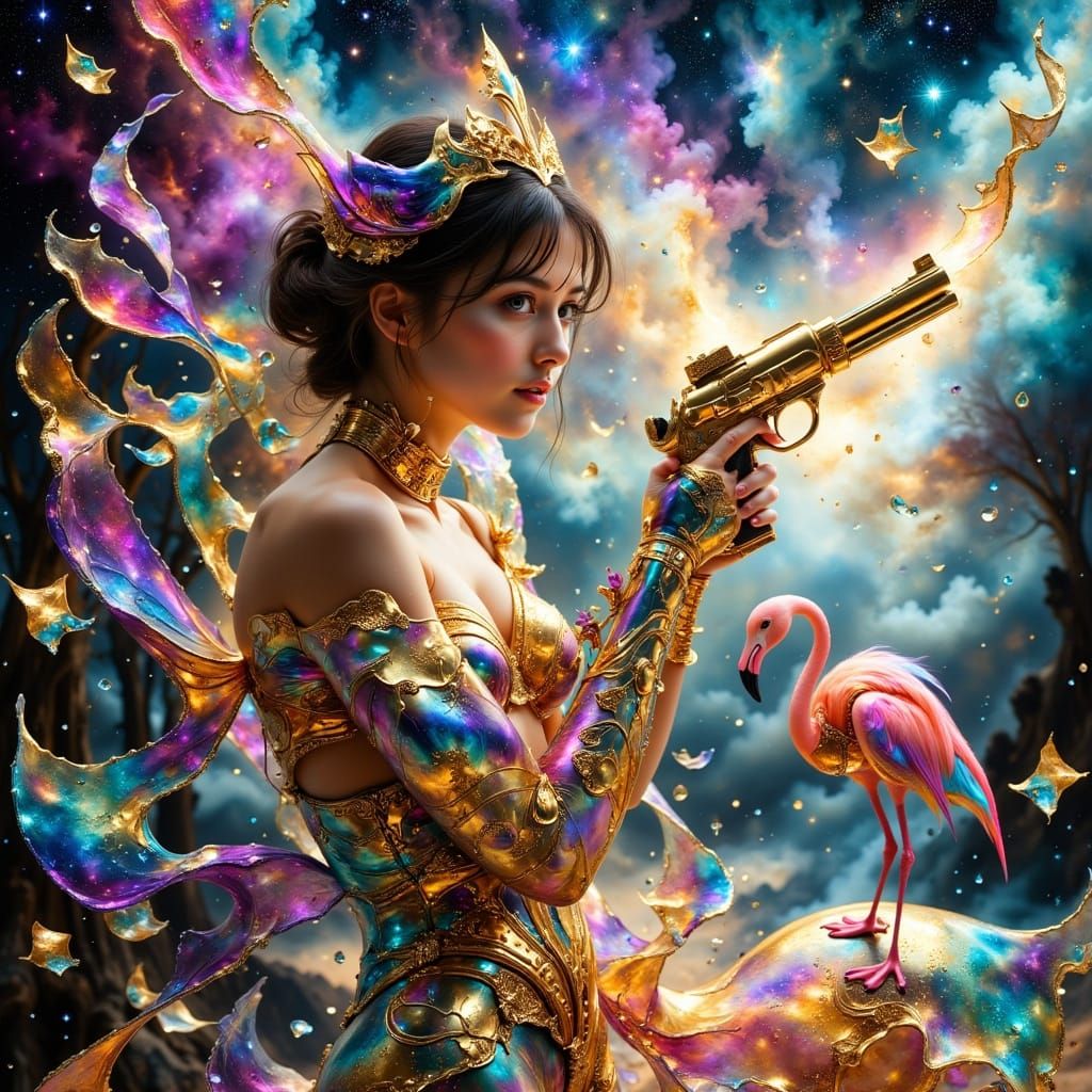 semi-classical painting, hdr, Monet style, Magical lighting Kaleidoscope eyes sparkle at the world, get me up so high cy...