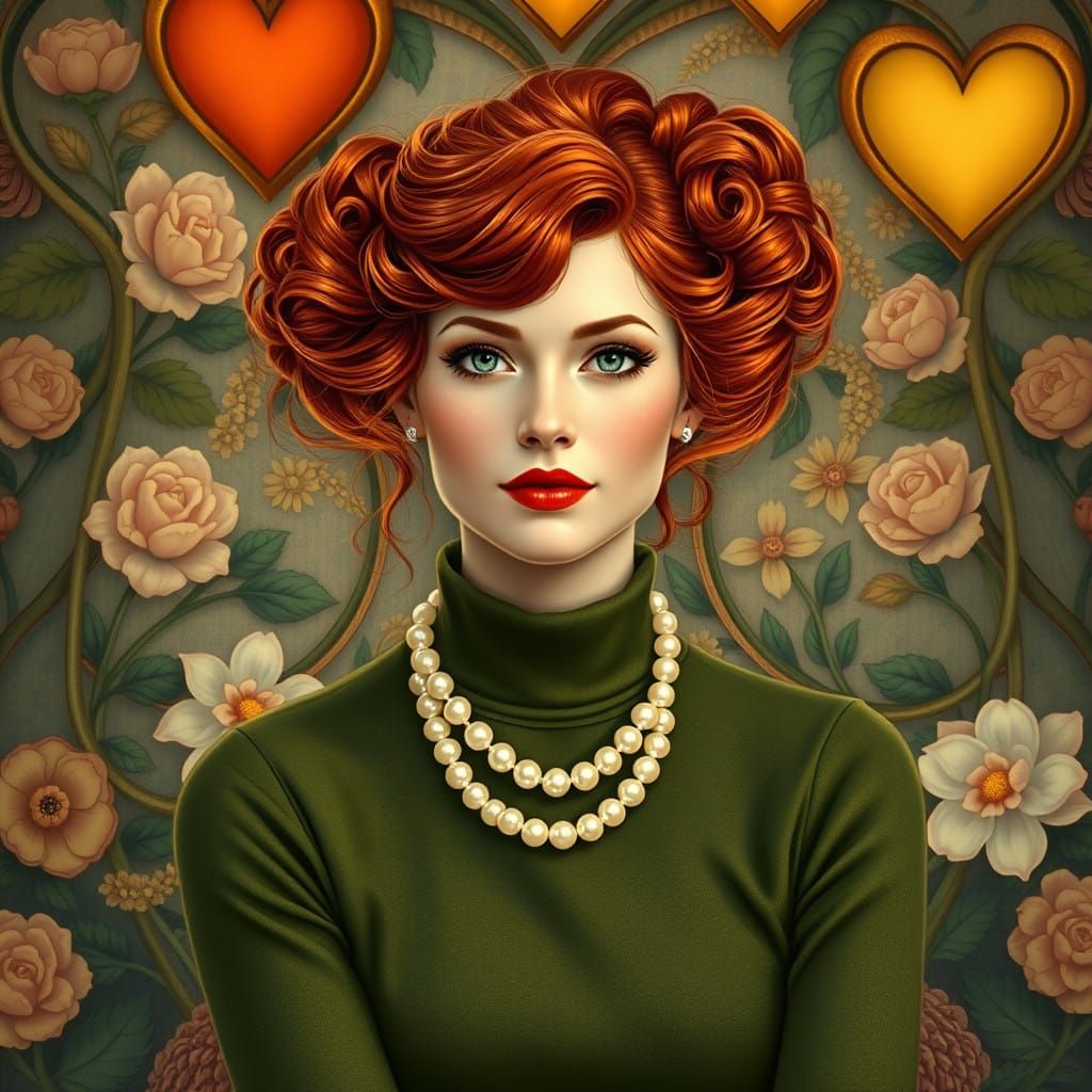 Elegant Art Nouveau Woman in Luxurious Setting