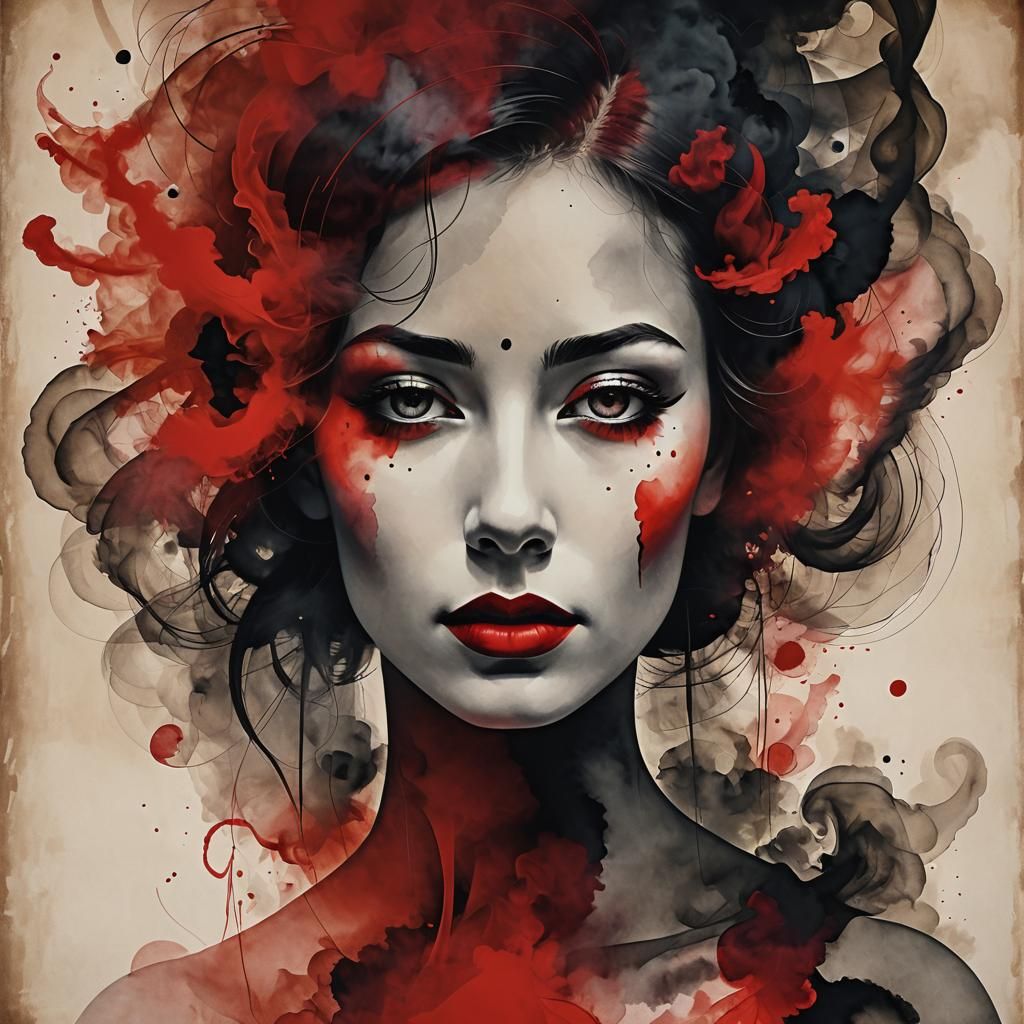 Abstract Woman's Face in Smoke, Kandinsky Style