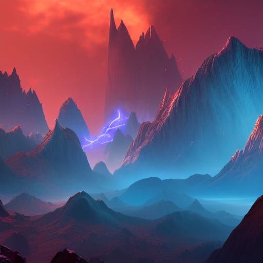 Fantastical Nebula Mountains Concept Art