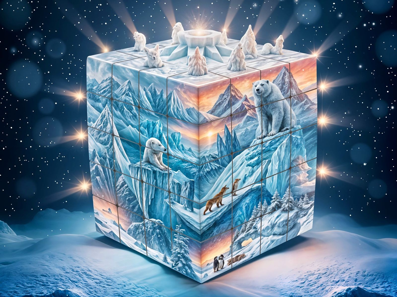 Surreal Winter Wonderland Rubik's Cube