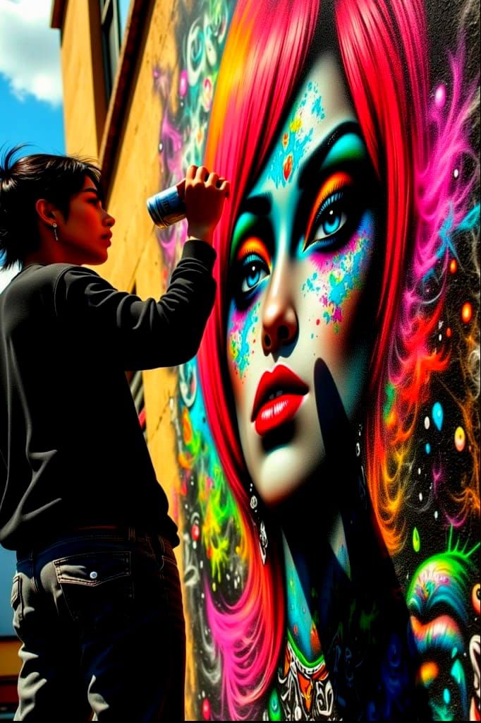 Woman Artist Creates Surreal Mural in Urban Decay