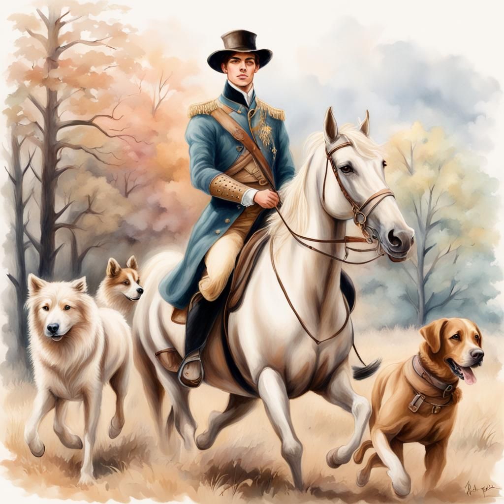 Soft Pastel colors drawing representing a handsome young pri...
