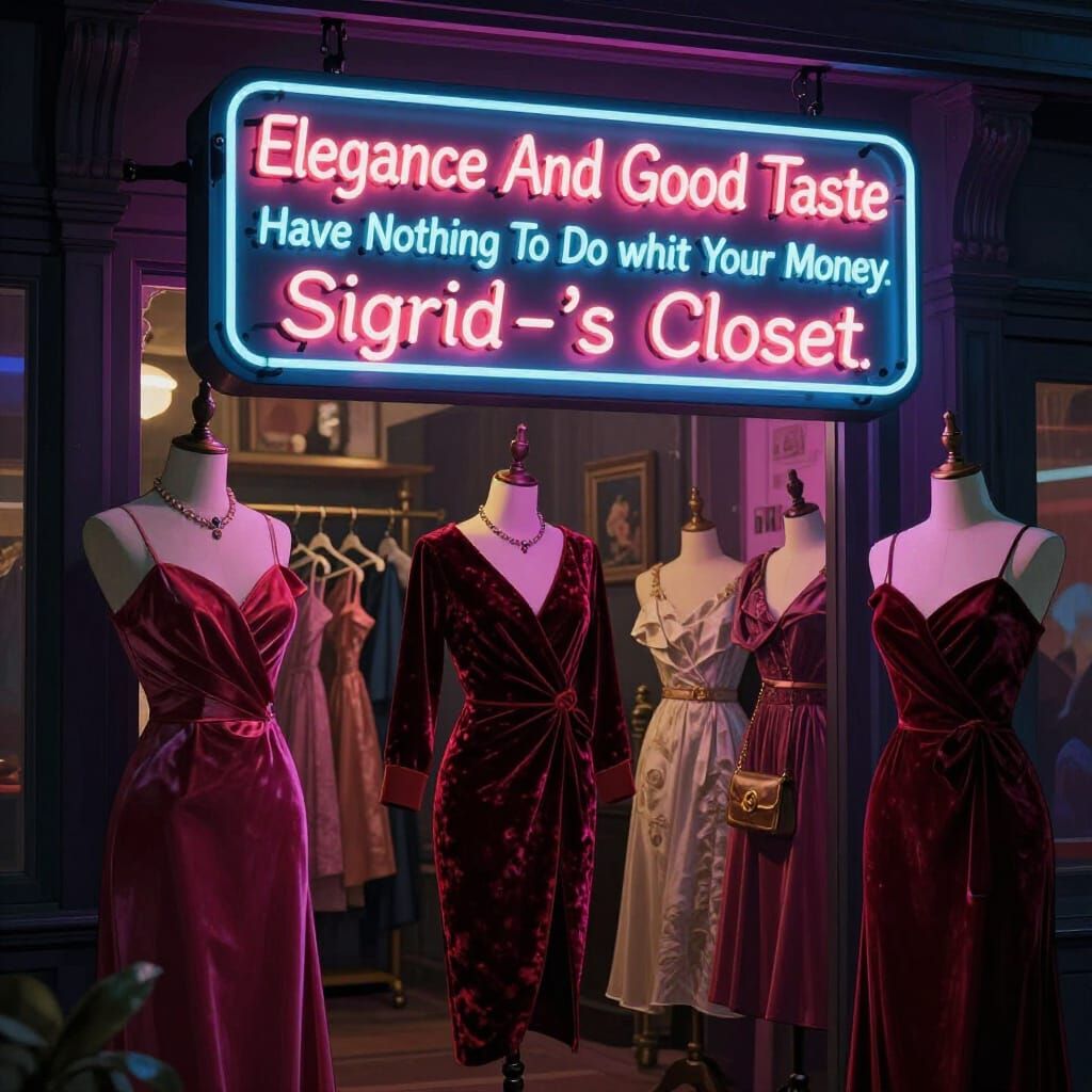 Neon Sign in Vintage Store: Elegance & Good Taste
