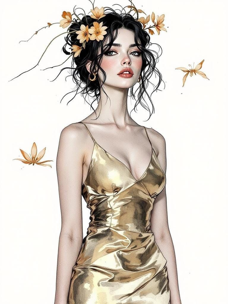 Swedish Pin-Up in Organic Precision Illustration Style