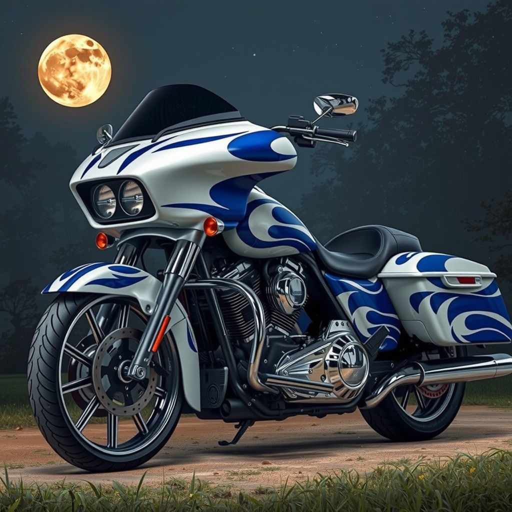 Ethereal Blue Moonlit Landscape in Surrealist Style