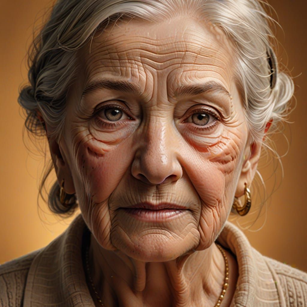 Elderly Woman's Portrait: Realistic Pencil Sketch